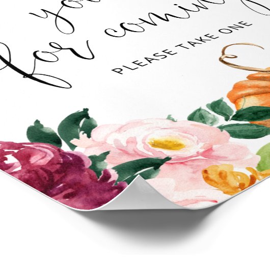 Herfst pumpkin Hartelijk dank voor uw komst Poster (Hoek)