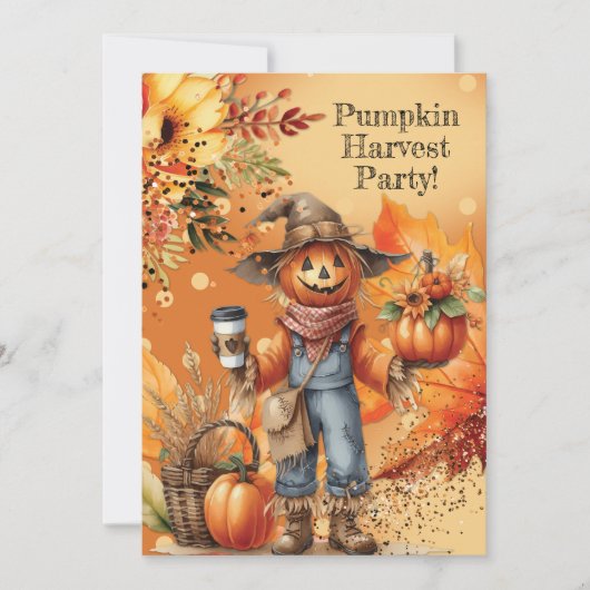Herfst Pumpkin Harvest Party Invitation Kaart (Voorkant)