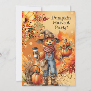 Herfst Pumpkin Harvest Party Invitation Kaart