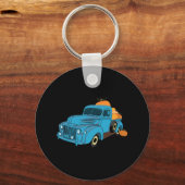 Herfst Pumpkin Harvest Time Old Pickup Boerderij T Sleutelhanger (Voorkant)