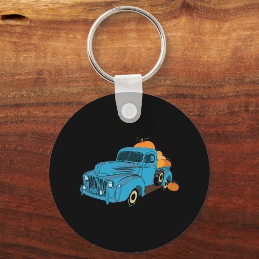 Herfst Pumpkin Harvest Time Old Pickup Boerderij T Sleutelhanger (Voorkant)
