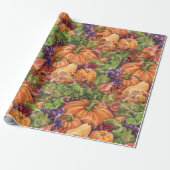 Herfst Pumpkin Harvest Wrapping Paper Gift Wrap Cadeaupapier (Uitgerold)