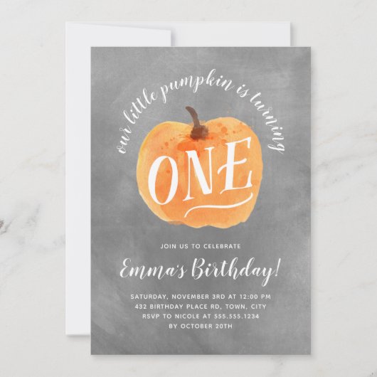 Herfst Pumpkin herfst eerste uitnodiging op zaterd (Voorkant)