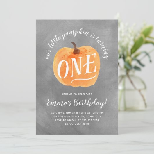 Herfst Pumpkin herfst eerste uitnodiging op zaterd (Staand voorkant)