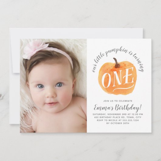 Herfst Pumpkin herfst eerste uitnodiging op zaterd (Voorkant)