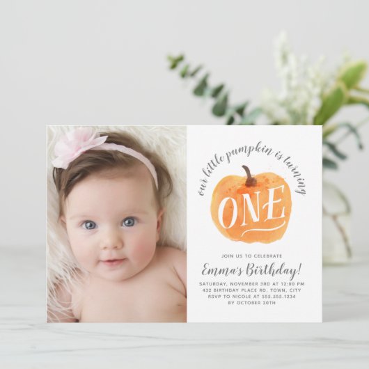 Herfst Pumpkin herfst eerste uitnodiging op zaterd (Staand voorkant)