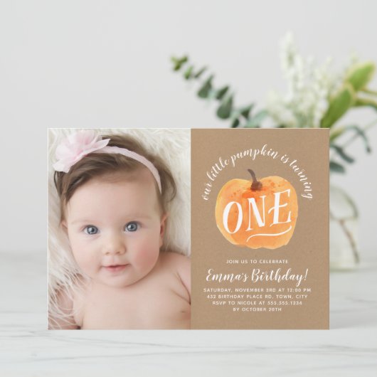 Herfst Pumpkin herfst eerste uitnodiging op zaterd (Staand voorkant)