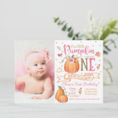 Herfst Pumpkin herfst eerste uitnodiging op zaterd (Staand voorkant)