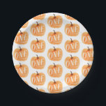 Herfst Pumpkin herfst eerste verjaardag eerste pat Papieren Bordje<br><div class="desc">Pumpkin-patroon voor de eerste verjaardag</div>