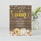 Herfst Pumpkin I do BBQ Couple Shower Invitation Kaart (Staand voorkant)