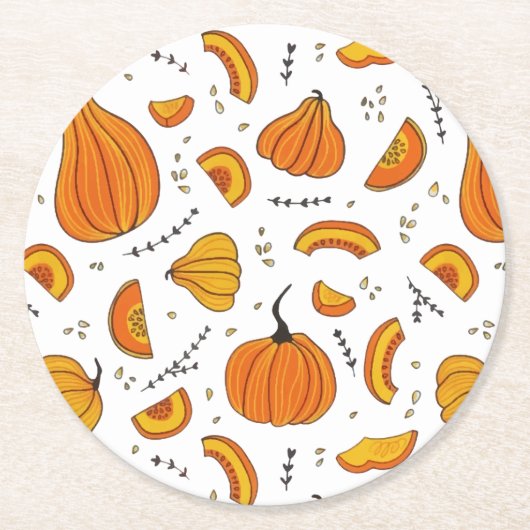 Herfst Pumpkin in het Oostenrijkse najaar Ronde Kartonnen Onderzetter (Voorkant)