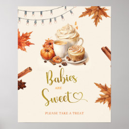 Herfst Pumpkin is het brouwen van koffie Baby zijn Poster