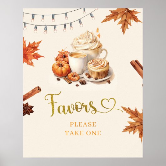 Herfst Pumpkin is het brouwen van koffieblaadjes B Poster (Voorkant)
