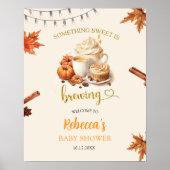Herfst Pumpkin is het brouwen van Koffieblaadjes W Poster (Voorkant)