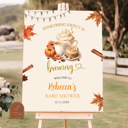 Herfst Pumpkin is het brouwen van Koffieblaadjes W Poster