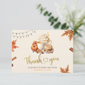 Herfst Pumpkin is het brouwen van koffiebladeren B Bedankkaart (Staand voorkant)