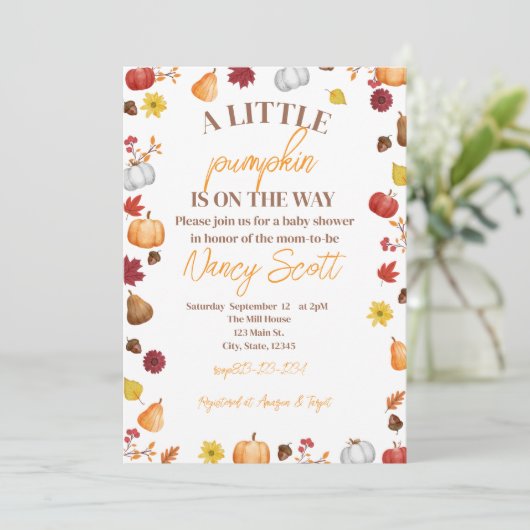 Herfst Pumpkin is onderweg Kaart (Staand voorkant)