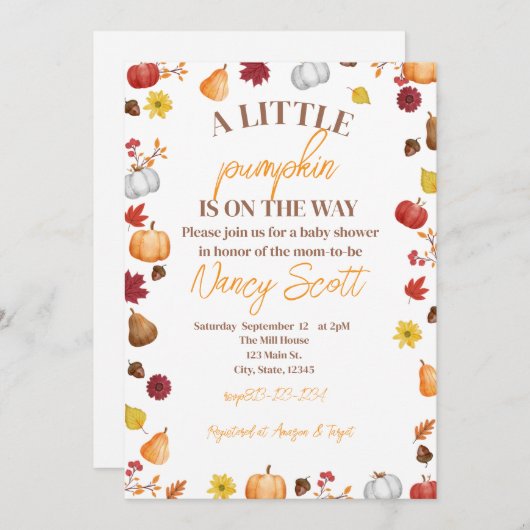 Herfst Pumpkin is onderweg Kaart (Voorkant / Achterkant)