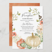 Herfst Pumpkin is op de weg Baby shower Kaart (Voorkant / Achterkant)