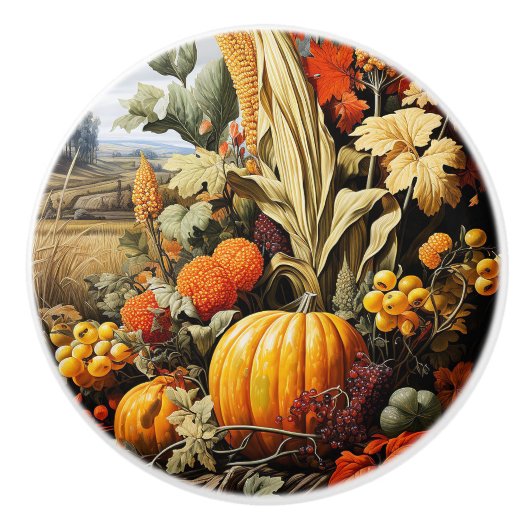 Herfst Pumpkin Keramische Knop (Voorkant)