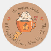 Herfst Pumpkin Latte Mok Return Address Stickers (Voorkant)
