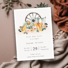 Herfst Pumpkin Leafy Floral Save the Date Invite Bedankkaart
