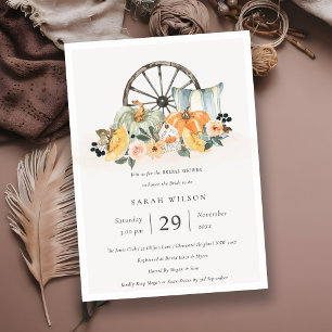 Herfst Pumpkin Leafy Floral Vrijgezellenfeest Invi Bedankkaart