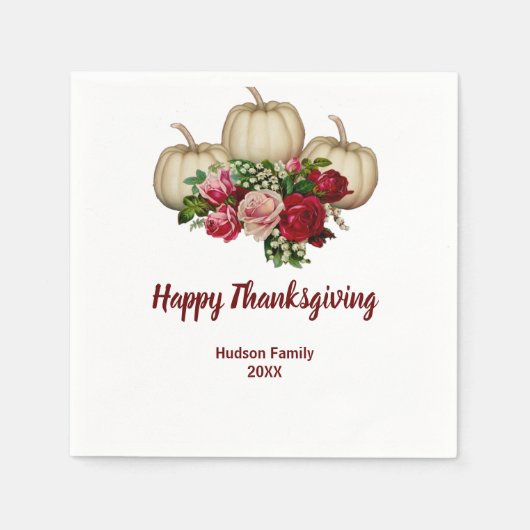 Herfst Pumpkin Maroon Rozen Thanksgiving najaar Servet (Voorkant)