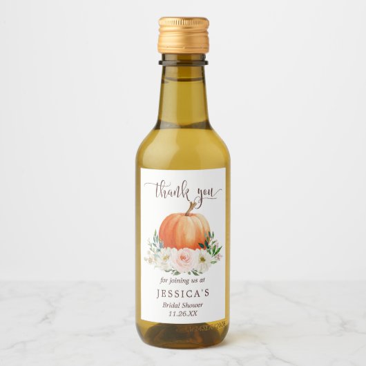Herfst Pumpkin Mini Wine Fleslabel Wijn Etiket (Voorkant)