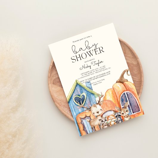 Herfst Pumpkin Mushroom Baby shower Kaart