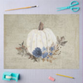 Herfst Pumpkin Navy Blue Floral Foliage Rustige Ho Tissuepapier (Craft)