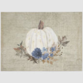 Herfst Pumpkin Navy Blue Floral Script Rustisch ho Tissuepapier (Voorkant)