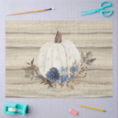 Herfst Pumpkin Navy Blue Floral Script Wooden Tissuepapier (Craft)
