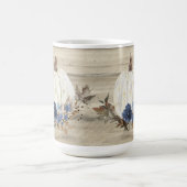 Herfst Pumpkin Navy Blue Floral Wooden Script Coff Koffiemok (Center)