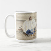 Herfst Pumpkin Navy Blue Floral Wooden Script Coff Koffiemok (Links)