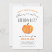 Herfst Pumpkin Ombre TWINS First Birthday Uitnodig Kaart (Voorkant)