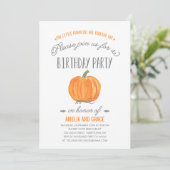 Herfst Pumpkin Ombre TWINS First Birthday Uitnodig Kaart (Staand voorkant)