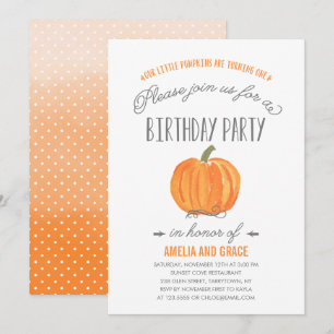 Herfst Pumpkin Ombre TWINS First Birthday Uitnodig Kaart