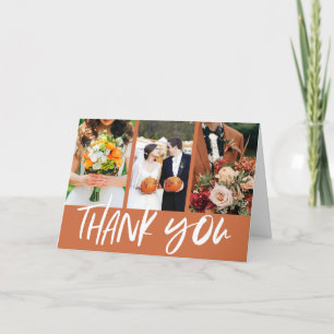 Herfst Pumpkin Oranje Hand Lettered Photo Wedding Bedankkaart