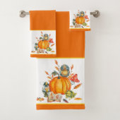 Herfst Pumpkin owl en kikker Bad Handdoek (Insitu)