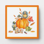Herfst Pumpkin owl en kikker Fotoplaat (Voorkant)