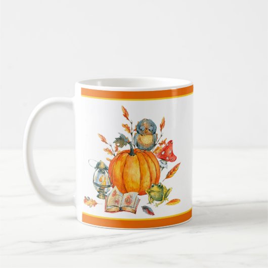 Herfst Pumpkin owl en kikker Koffiemok (Links)