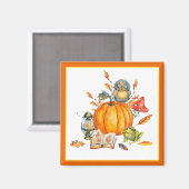 Herfst Pumpkin owl en kikker Magneet (Voorkant / Achterkant)