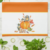 Herfst Pumpkin owl en kikker Theedoek (Gevouwen)