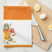Herfst Pumpkin owl en kikker Theedoek (Quarter Fold)