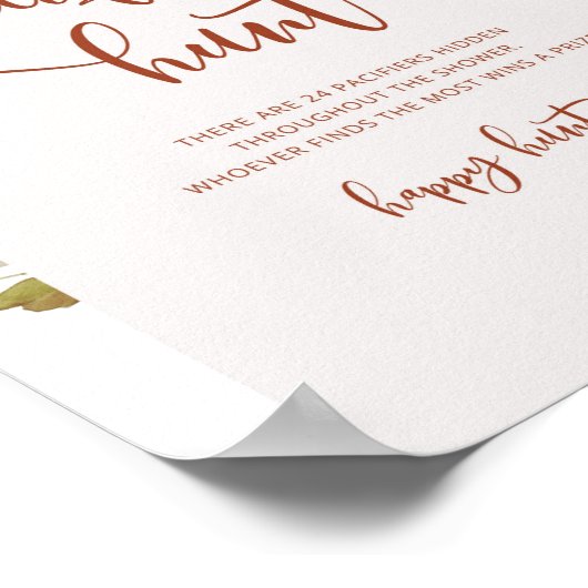 Herfst pumpkin Pacifier jacht baby shower game Pos Poster (Hoek)