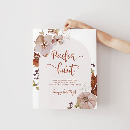 Herfst pumpkin Pacifier jacht baby shower game Pos Poster