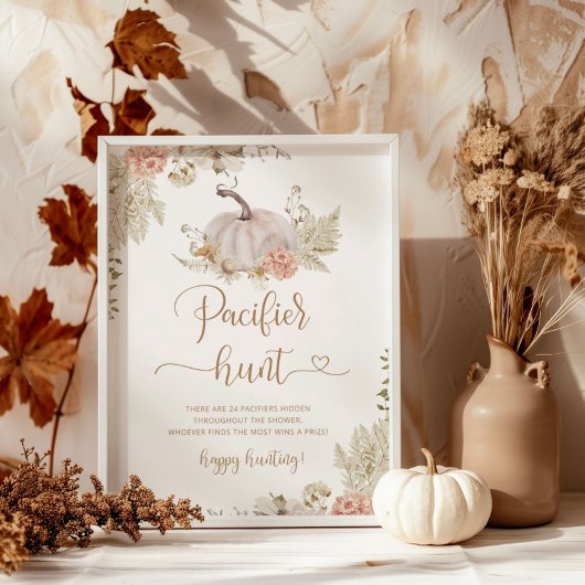 Herfst pumpkin Pacifier jacht baby shower game Pos Poster