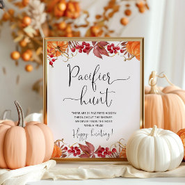 Herfst pumpkin Pacifier jachtwedstrijd baby shower Poster