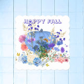 Herfst Pumpkin Pastel Blue Botanical Floral Kartonnen Onderzetters